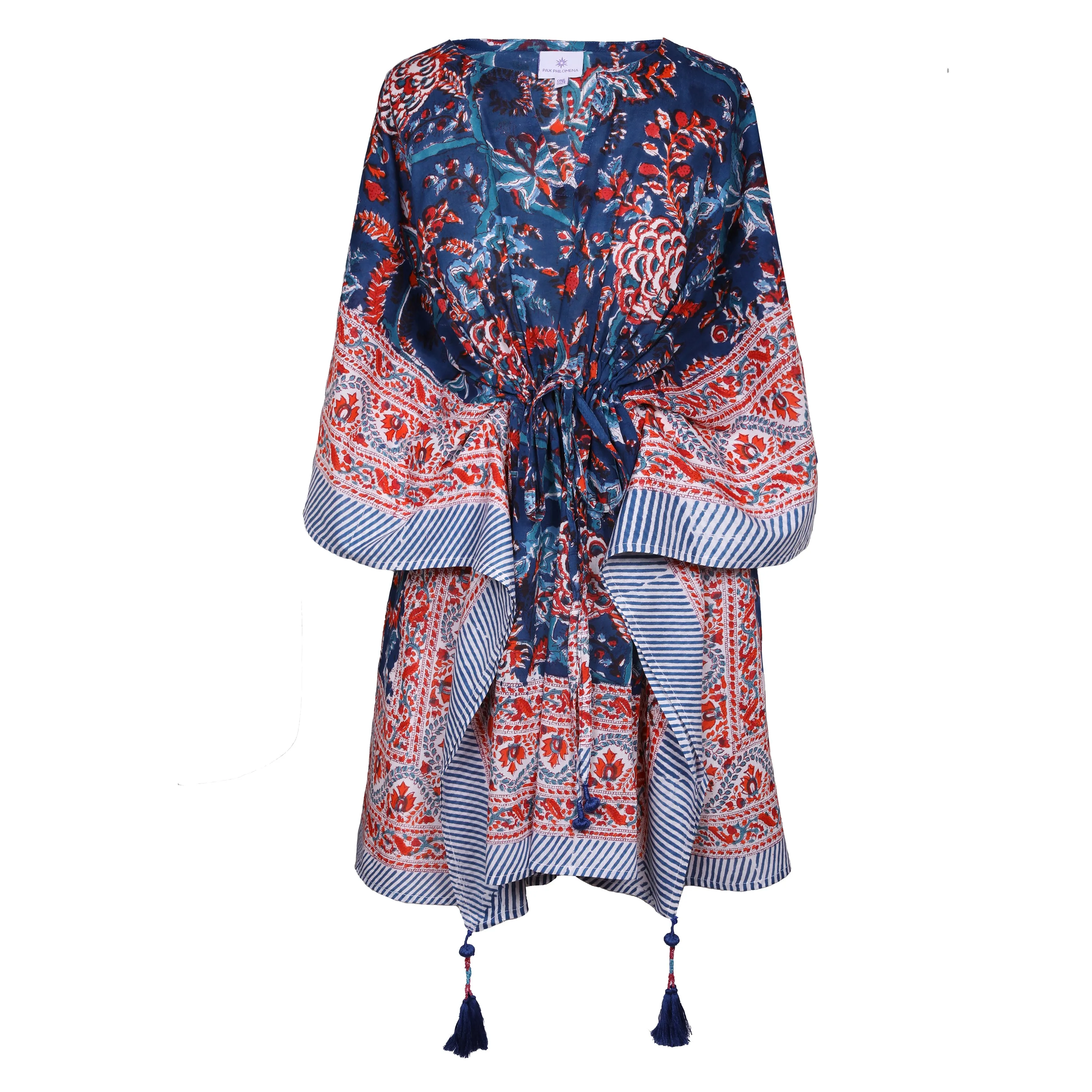 Bhawani Blue Floral Short Kaftan