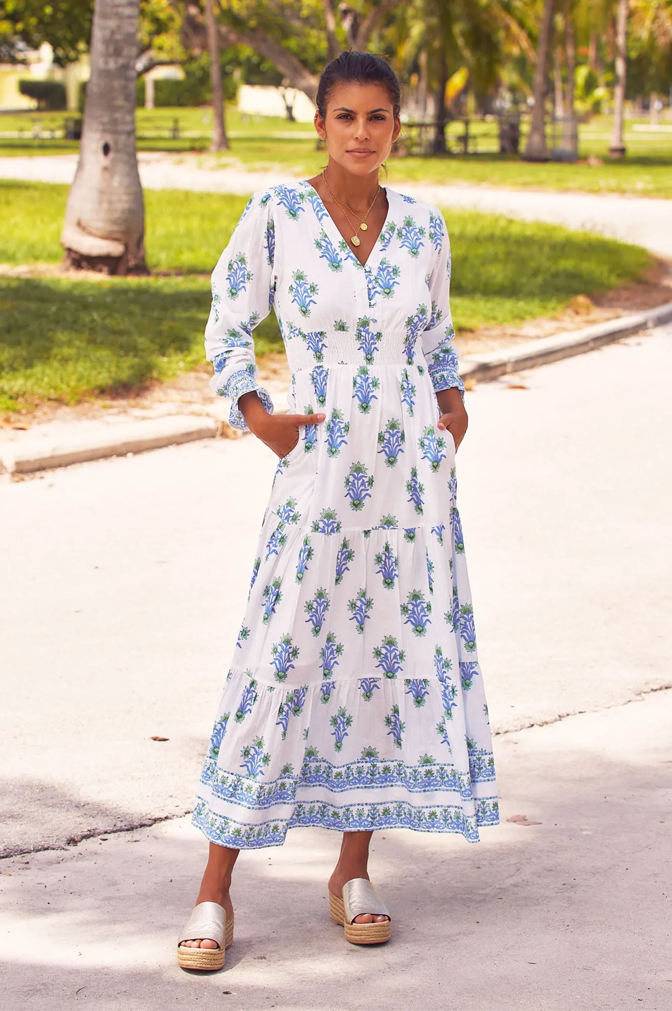 Billie Block Print Long Sleeve Dress