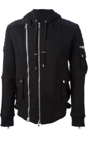 Black Biker Hoodie Jacket