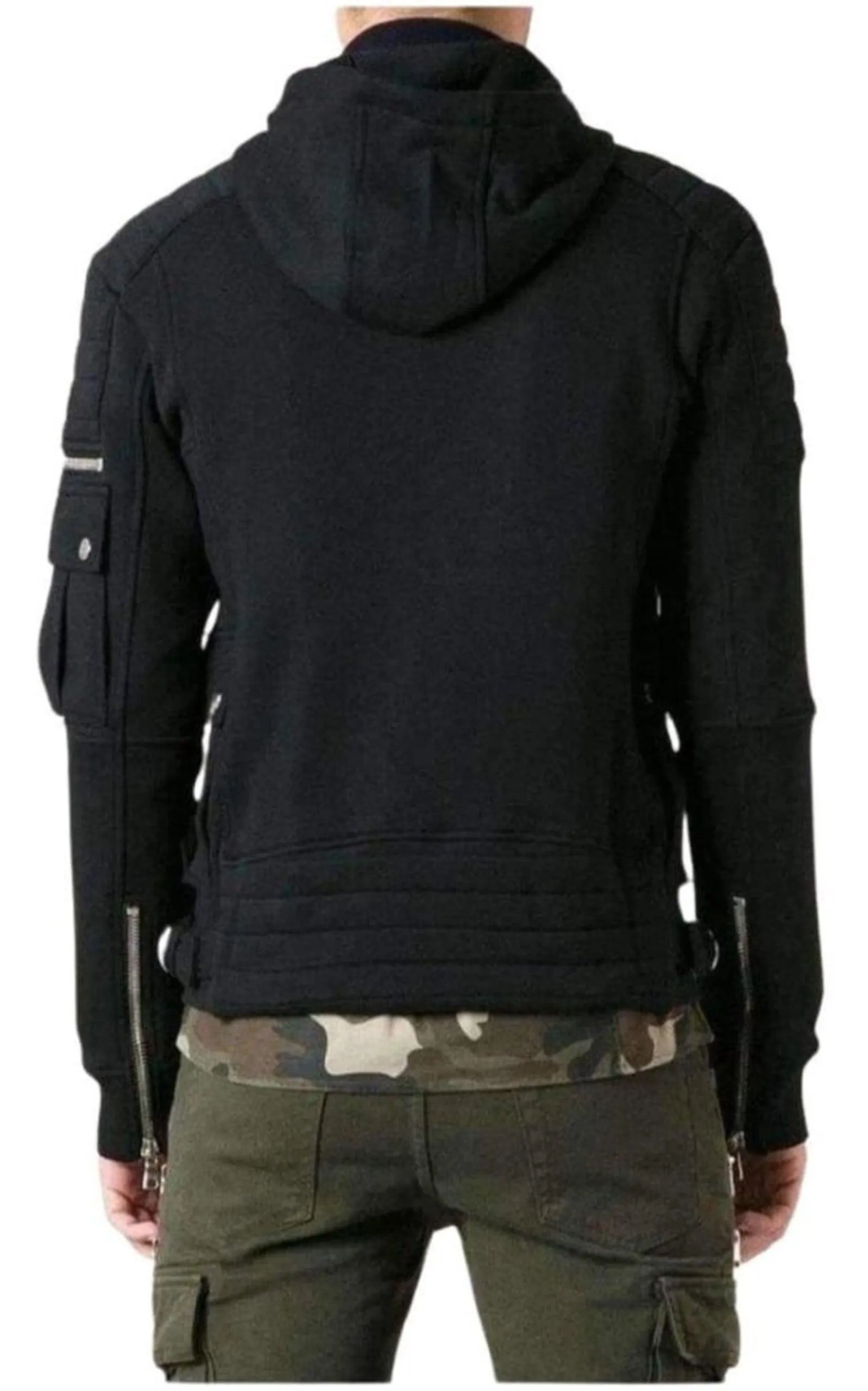 Black Biker Hoodie Jacket