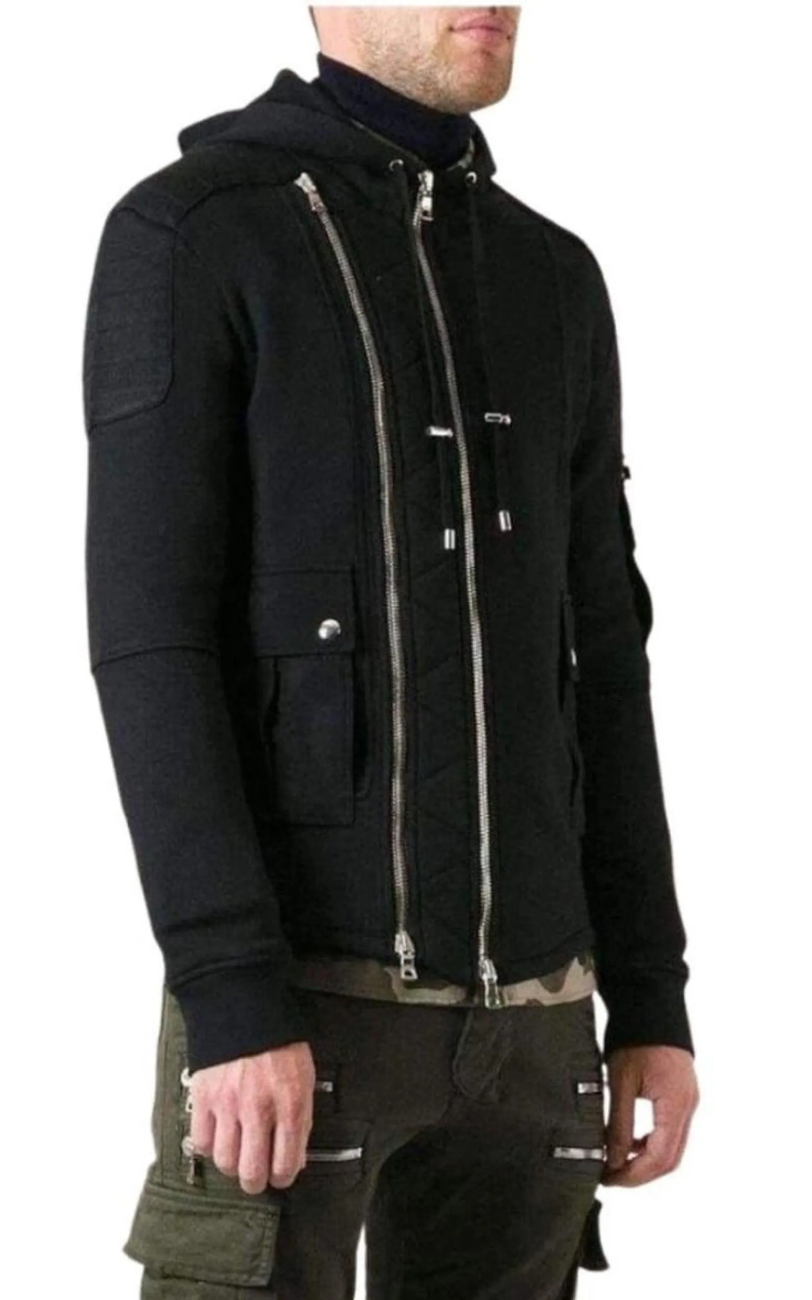 Black Biker Hoodie Jacket