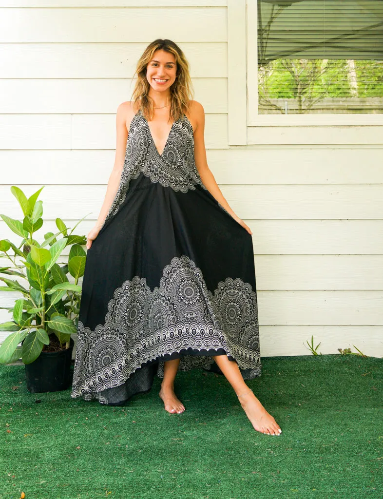 Black Mandala Goddess Maxi Dress