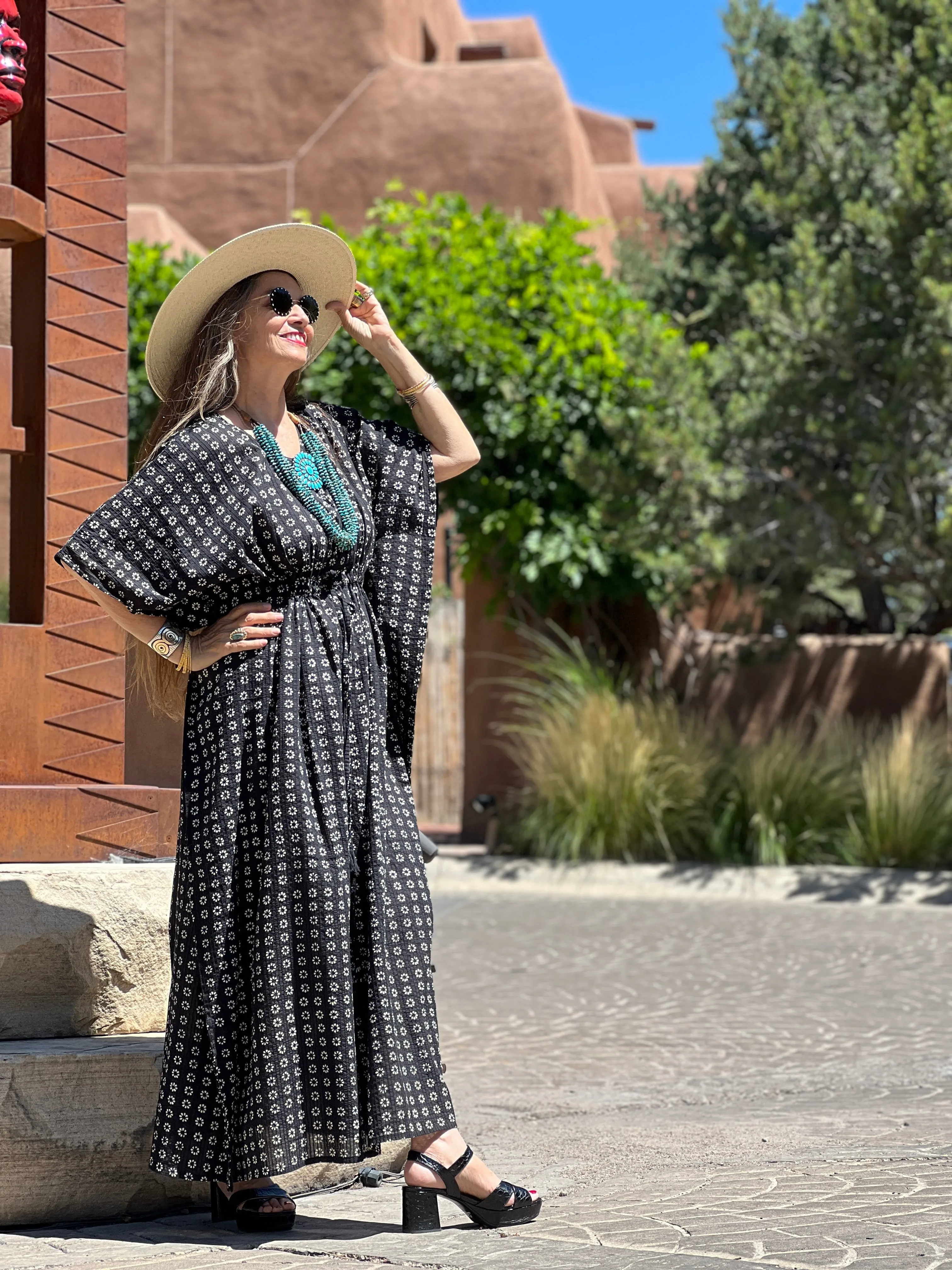 Black Manisha Maxi Cotton Kaftan Dress