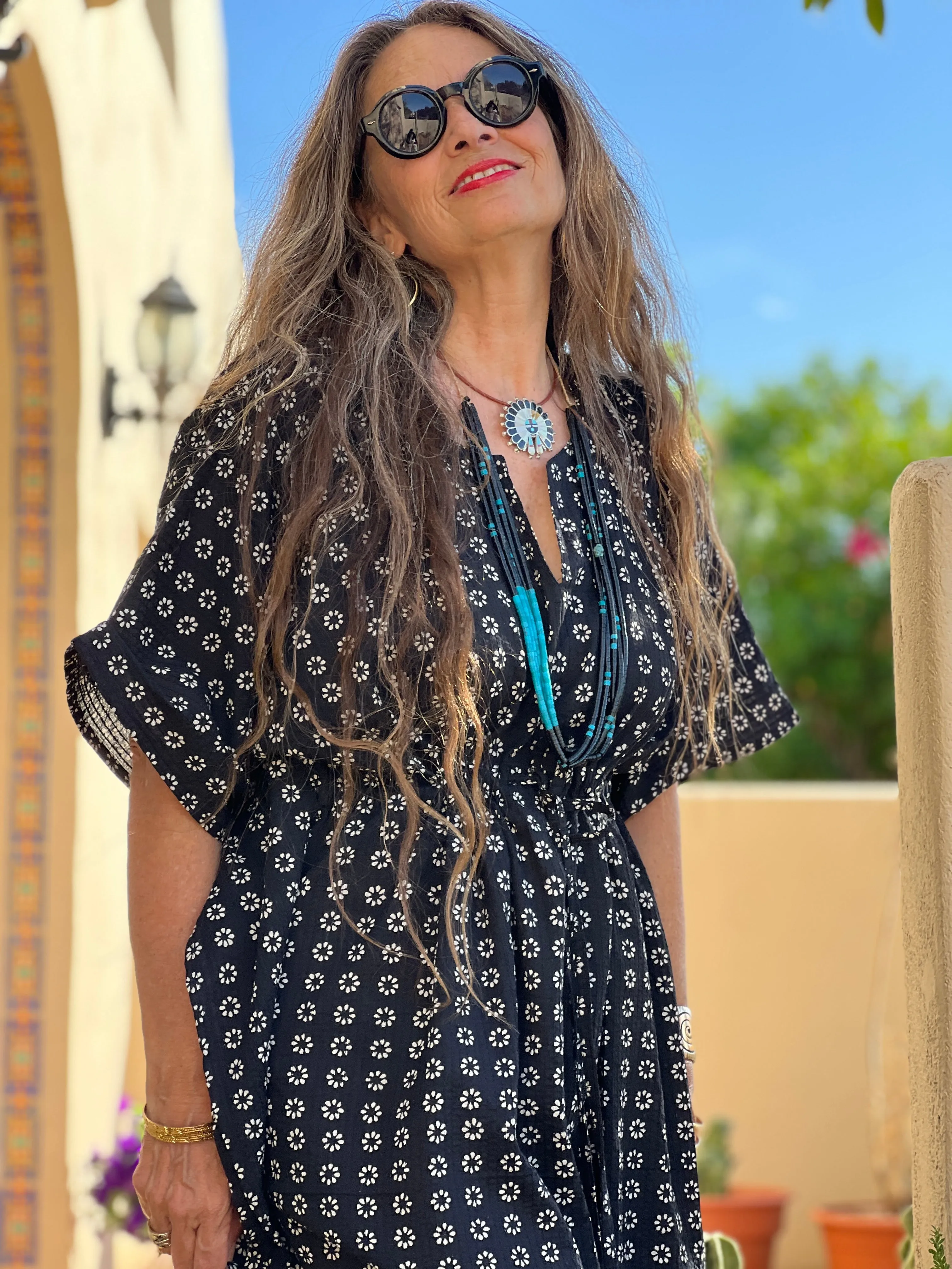 Black Manisha Maxi Cotton Kaftan Dress