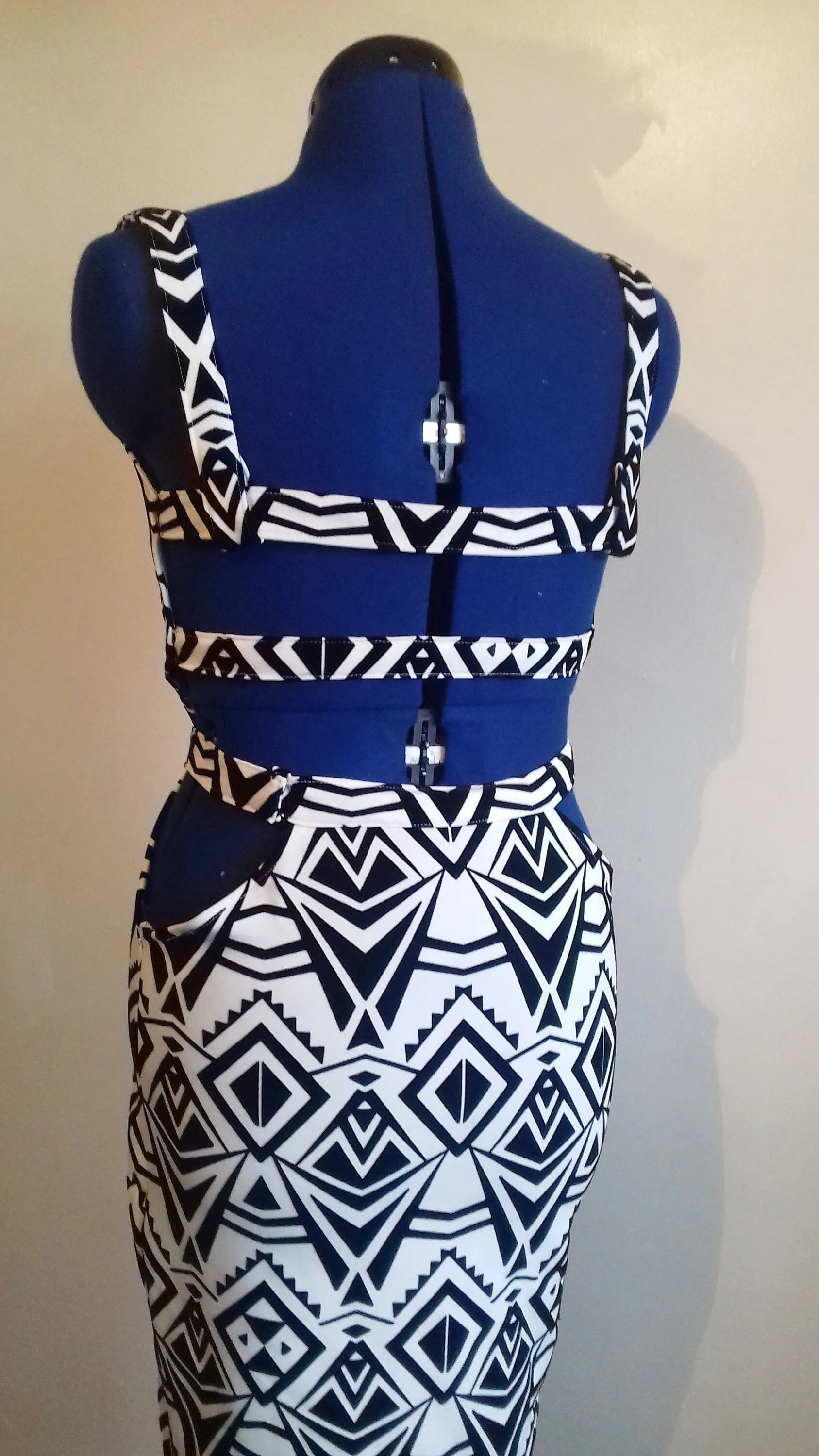 Black White Geometric Pattern Dress