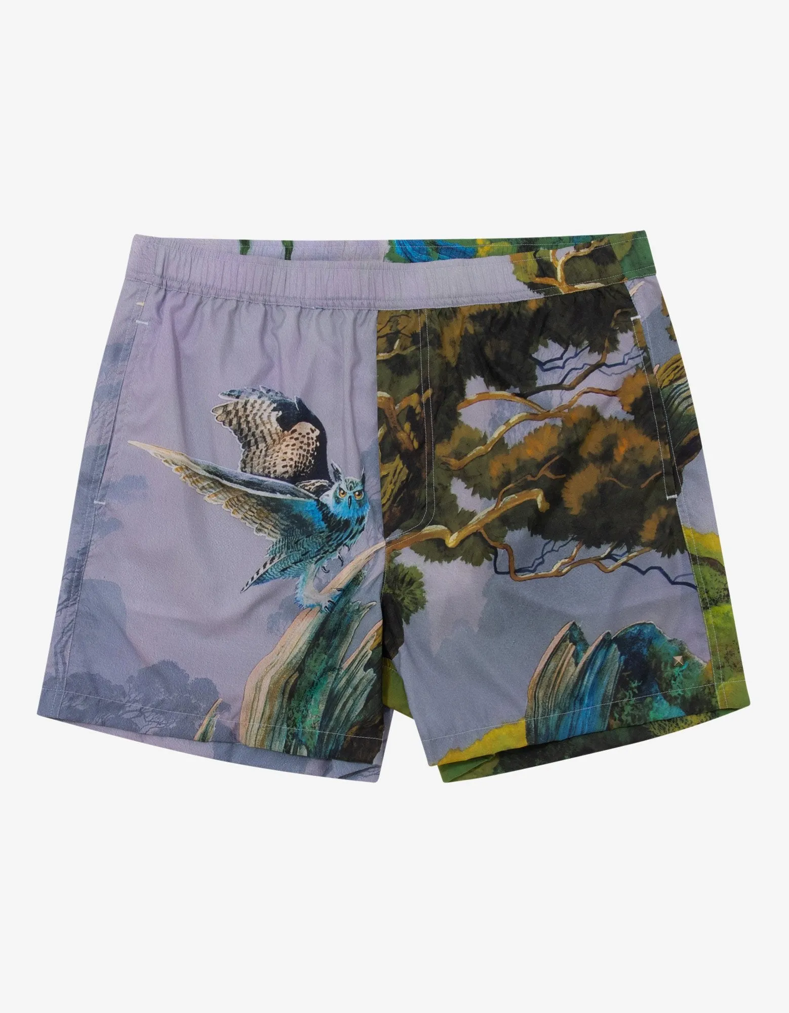 Blind Owl Print Swim Shorts