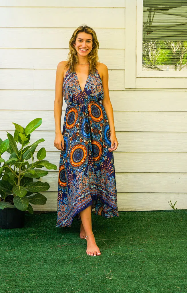 Blue Love Mandala Goddess Boho Maxi Dress