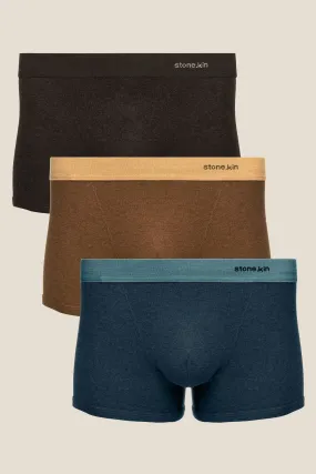 Boxer Brief 3 Pack / Tar, Brown & Indigo