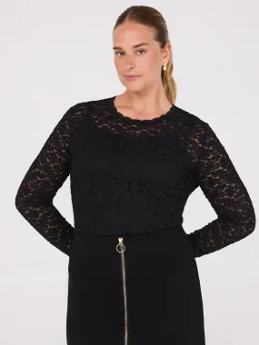 Bubble Lace Long Sleeve Top With Cami