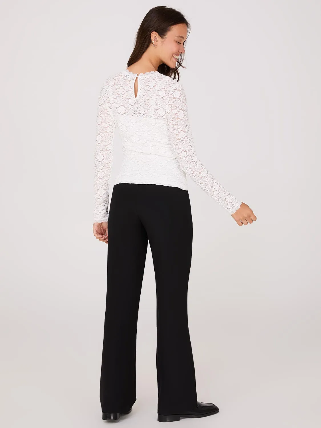 Bubble Lace Long Sleeve Top With Cami