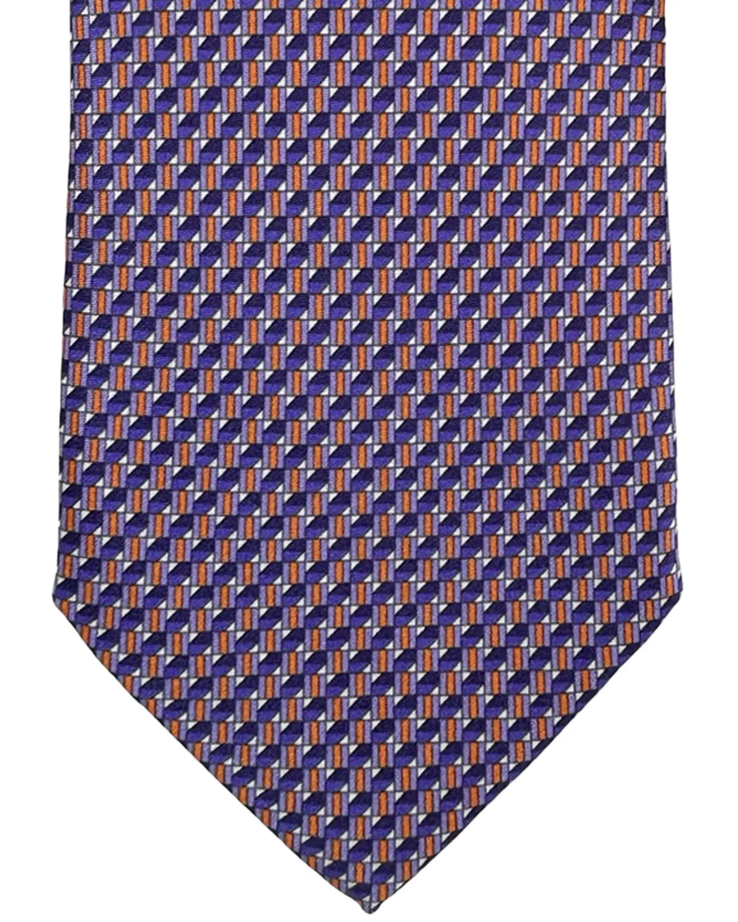 Canali Silk Tie Purple Orange Geometric Pattern