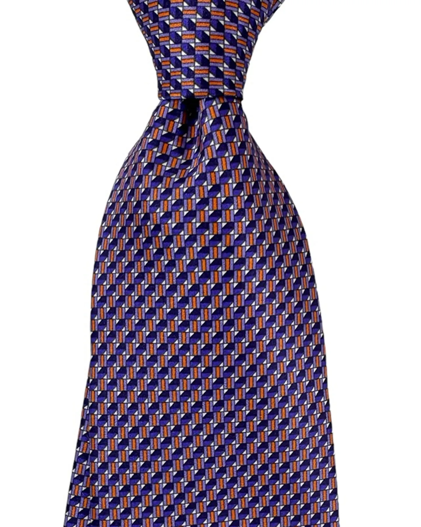 Canali Silk Tie Purple Orange Geometric Pattern