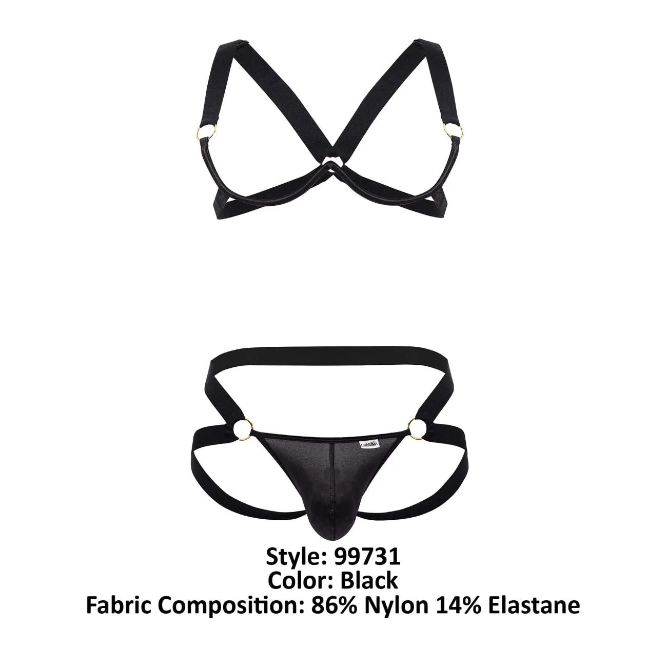 CandyMan 99731 Harness-Bra Two Piece Set Color Black