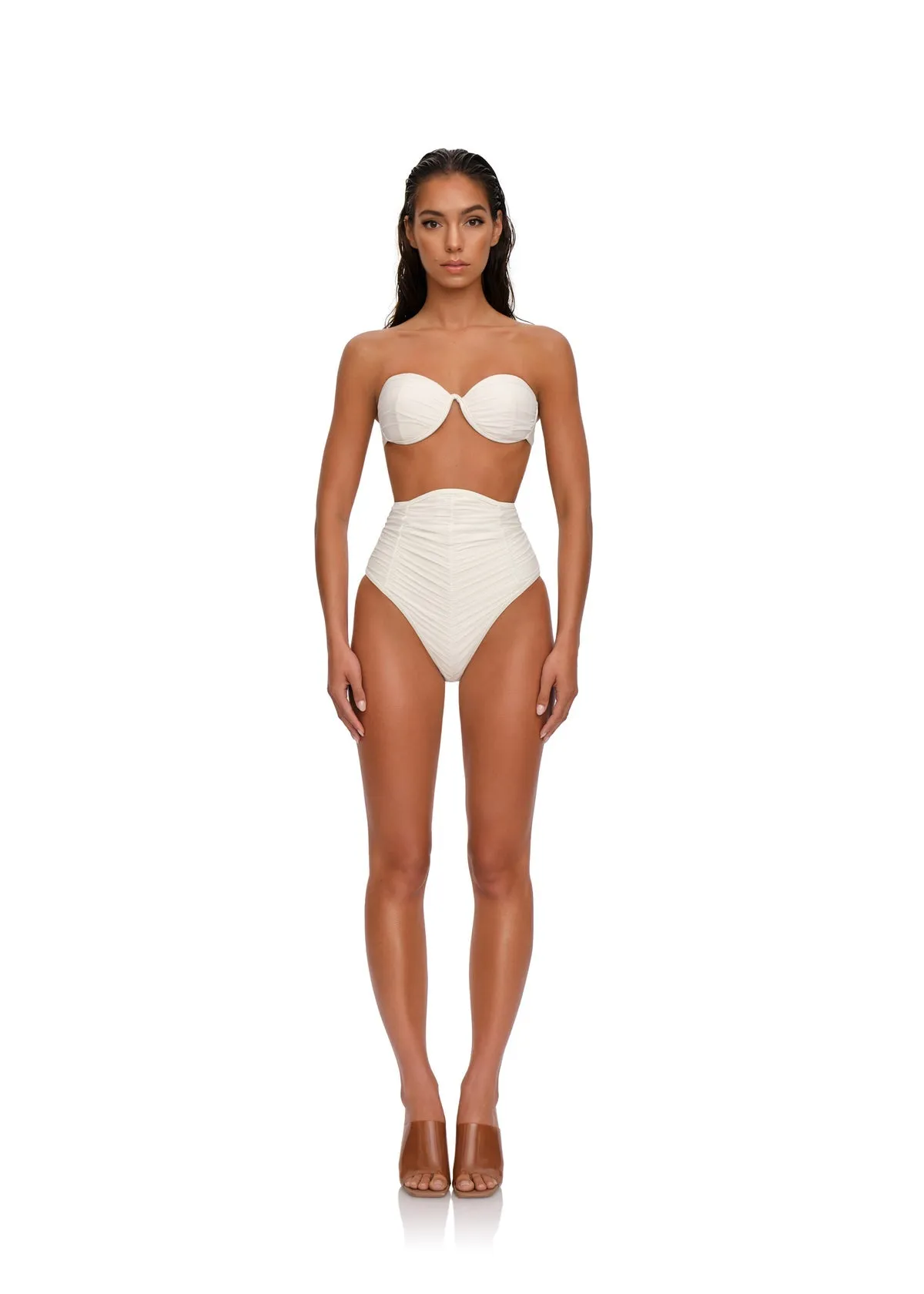 Capa High Waist Mesh Bikini | White