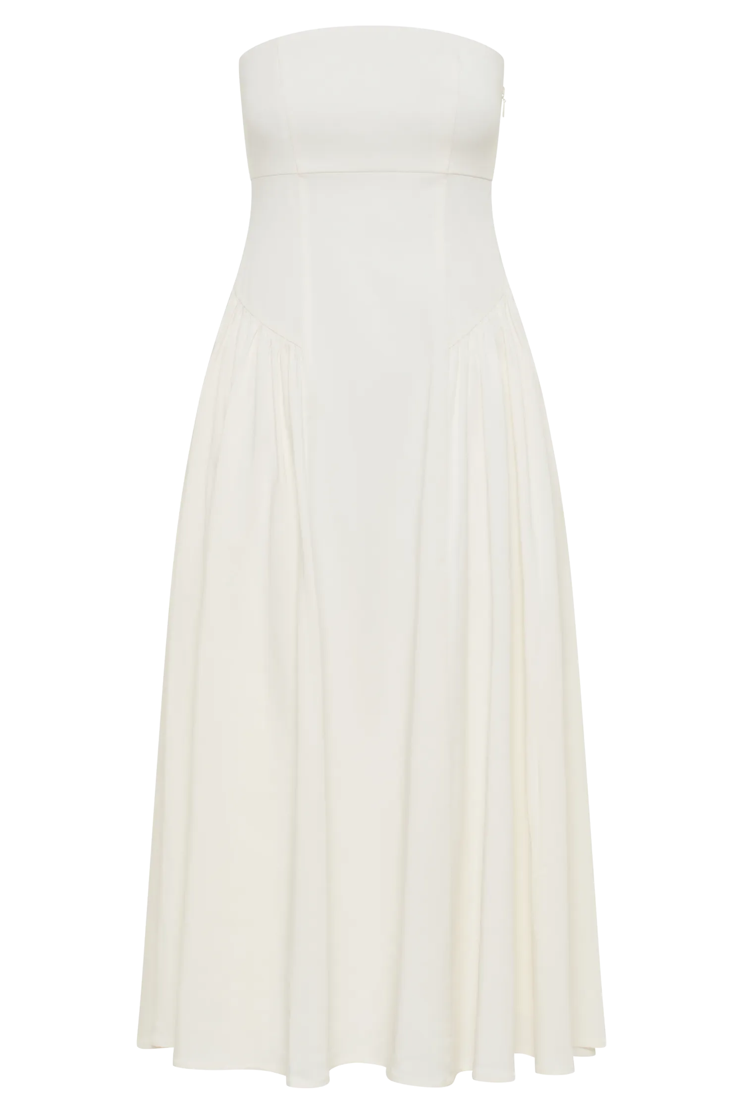 Carmele Cotton Gathered Midi Dress - White