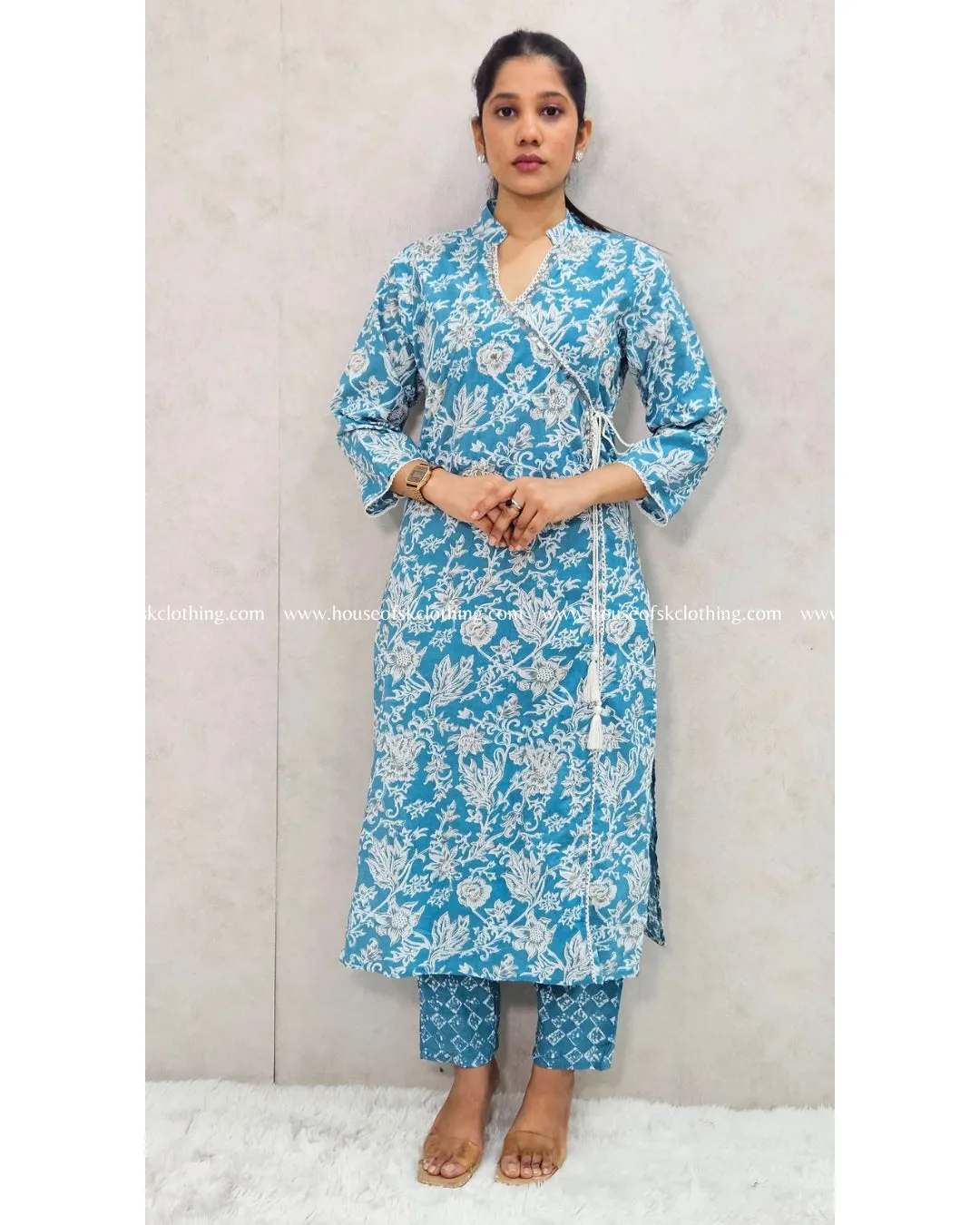 Carolina Blue Angarakha Kurta Set