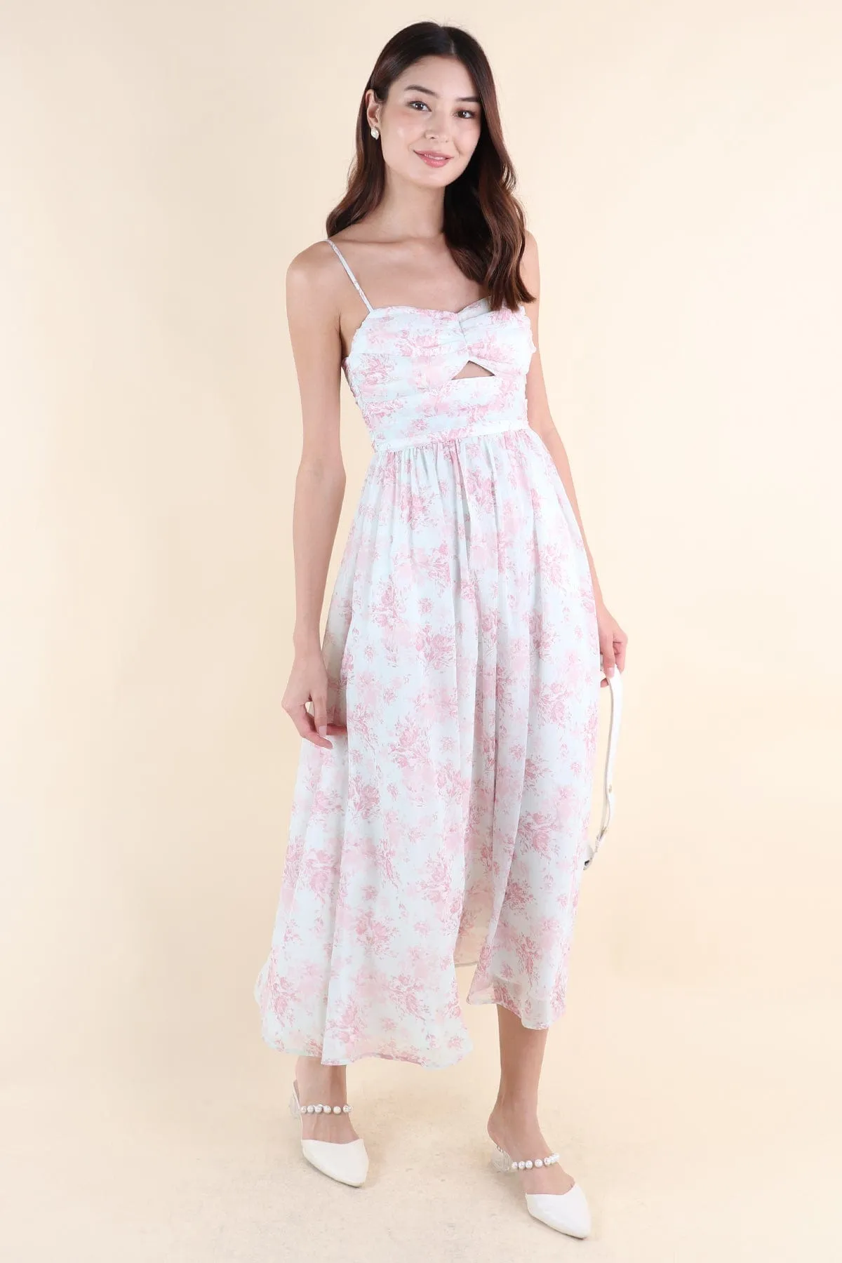 CECILY FLORAL MAXI IN MUTED RED