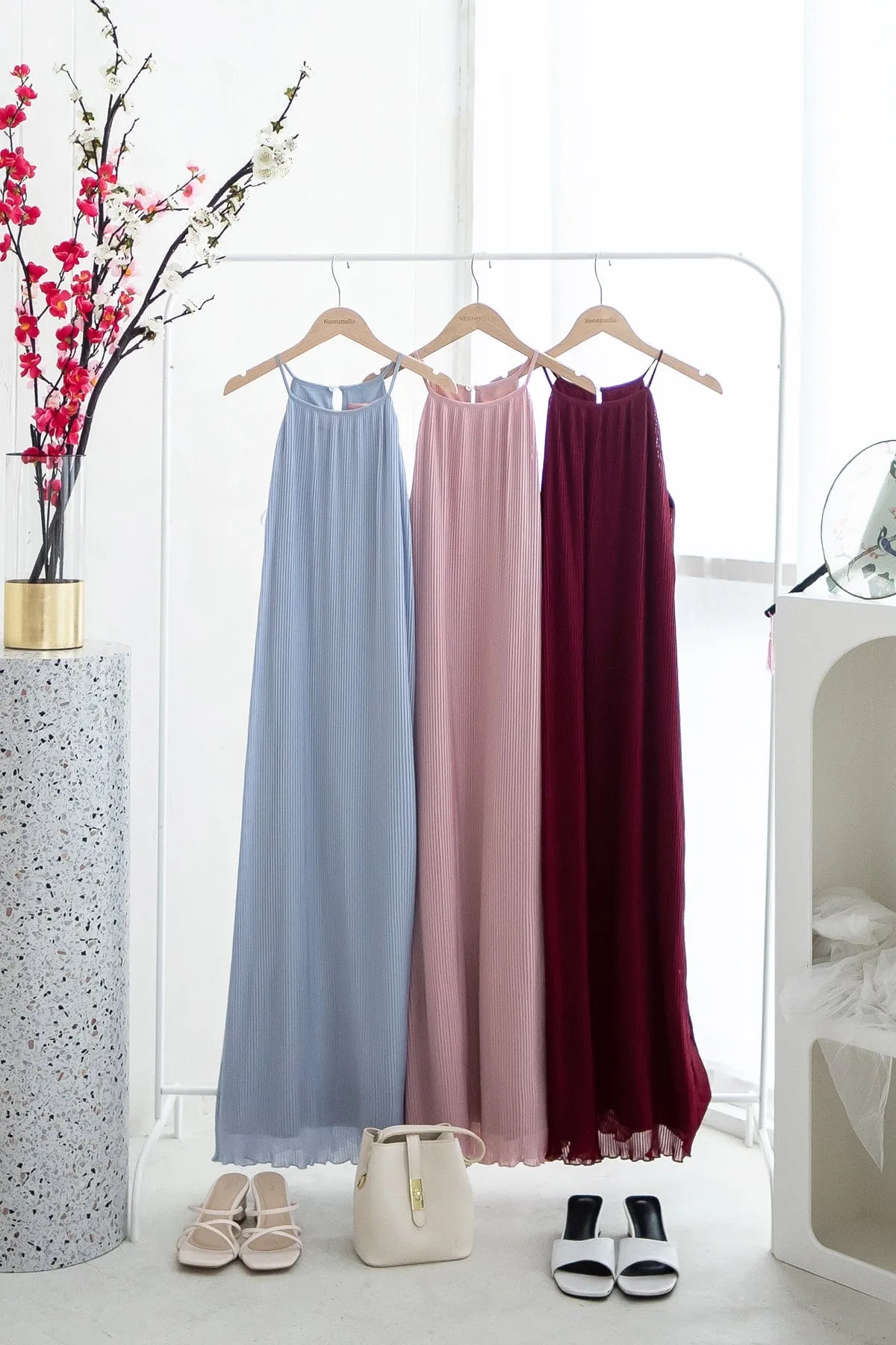 CELIA PLEATED MAXI IN PINK