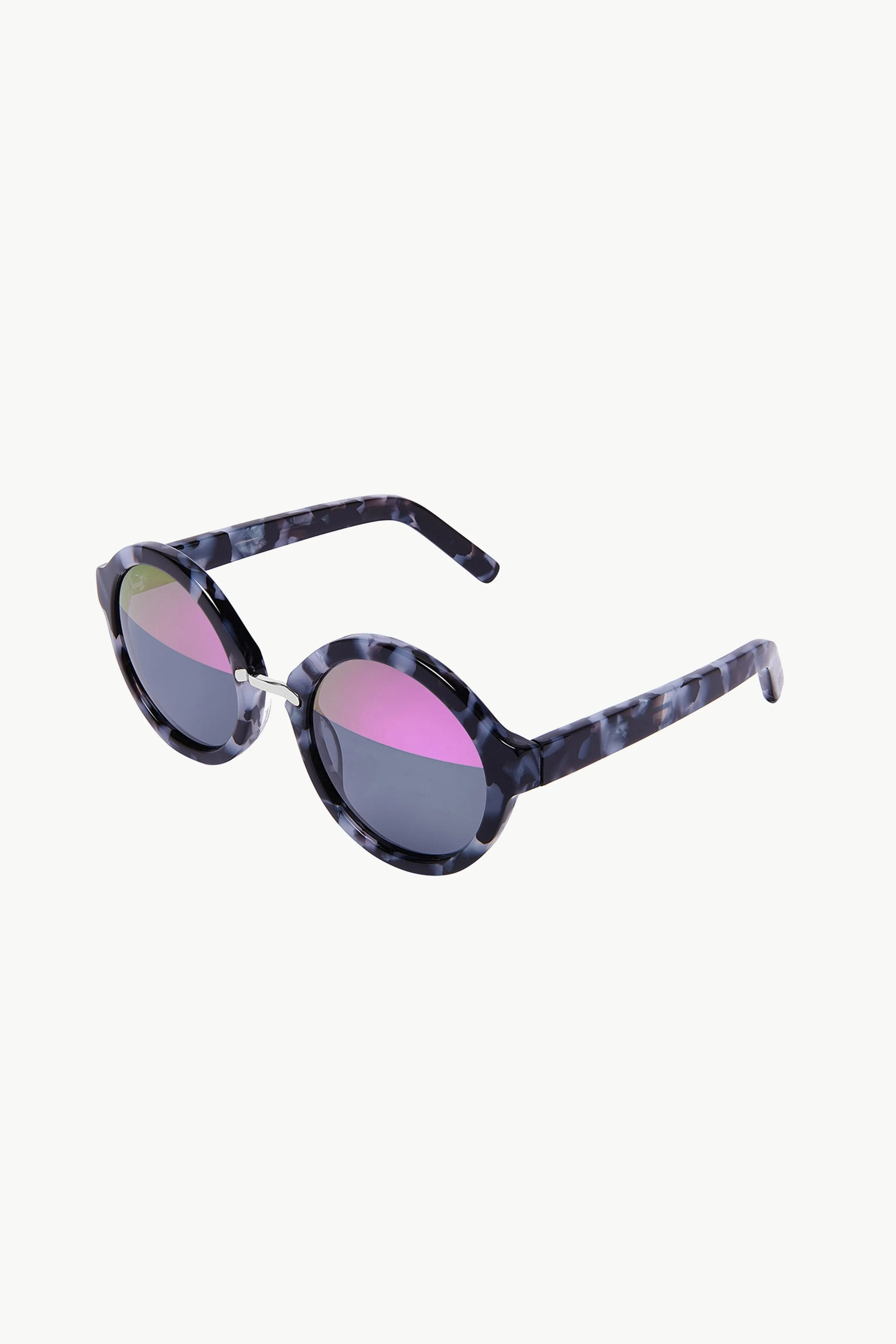 Charade 1: Round-Frame Granite-Effect Acetate and Split Mirrored Sunglasses