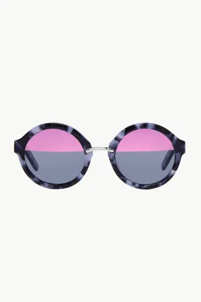 Charade 1: Round-Frame Granite-Effect Acetate and Split Mirrored Sunglasses