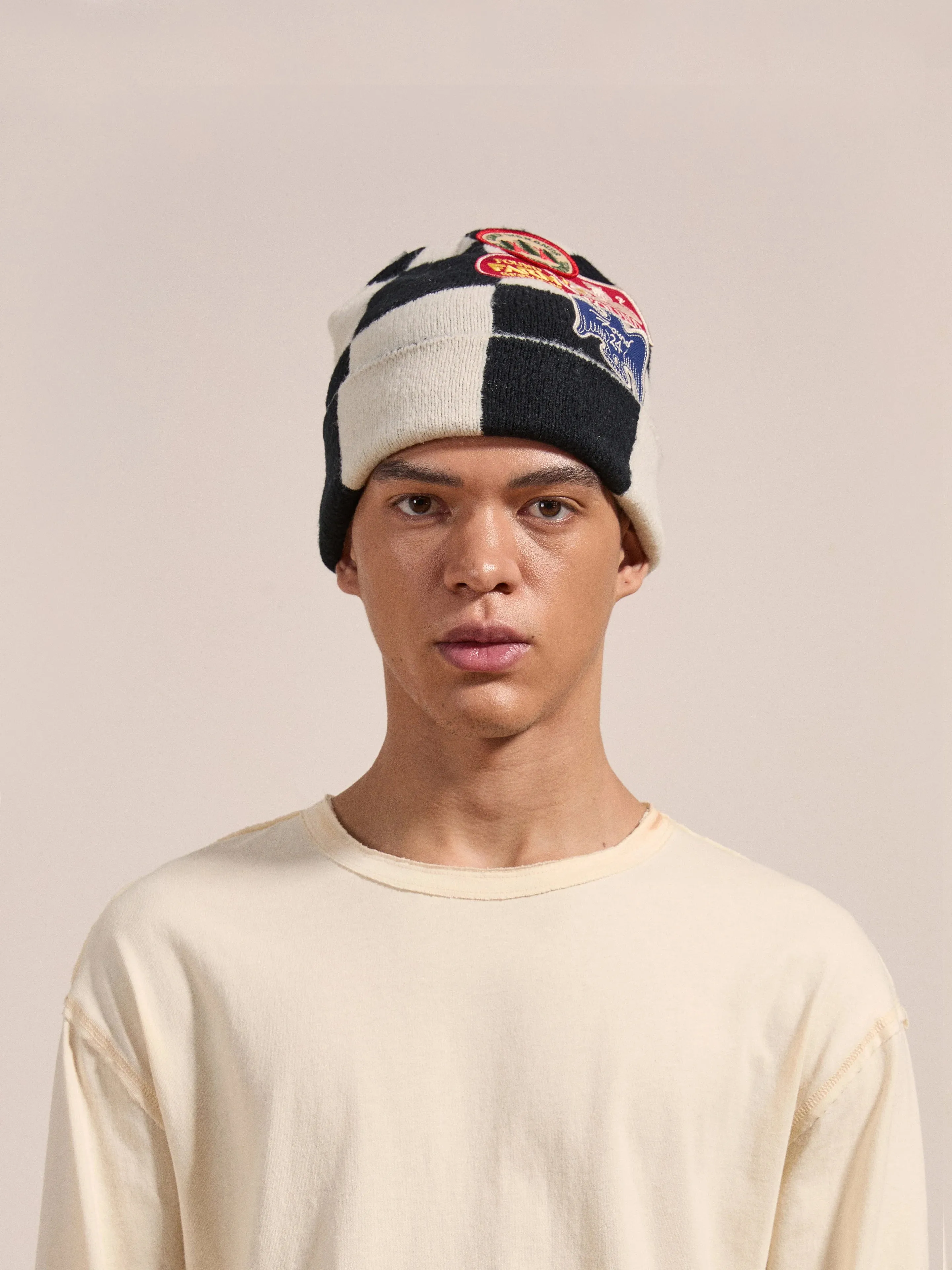 Check Multi Patch Beanie