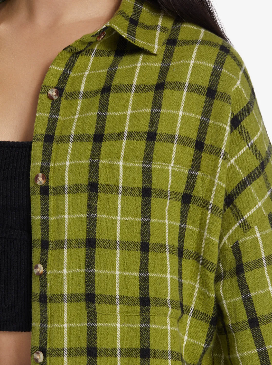 Chloe Kim Oversized Flannel Shirt - Iguana Platz Plaid