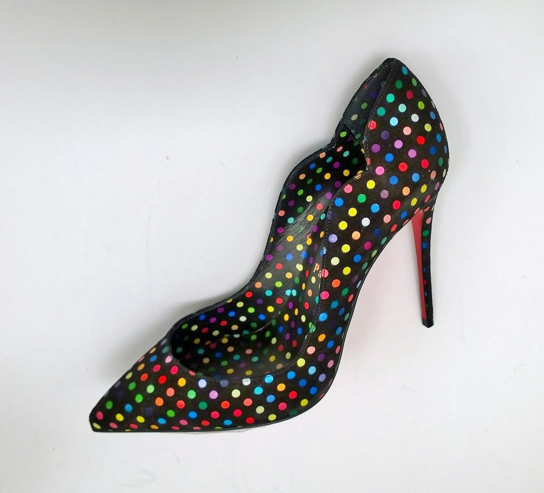 Christian Louboutin Hot Chick 100 Black Suede Polka Dot Heels