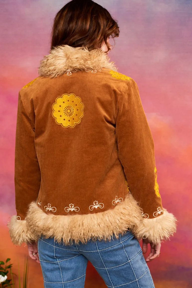 Cinnamon Girl Brown Embroidered Penny Lane Coat