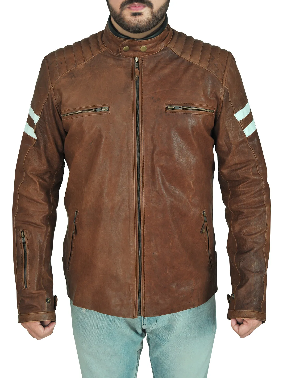 Classic Brown Leather Biker Jacket