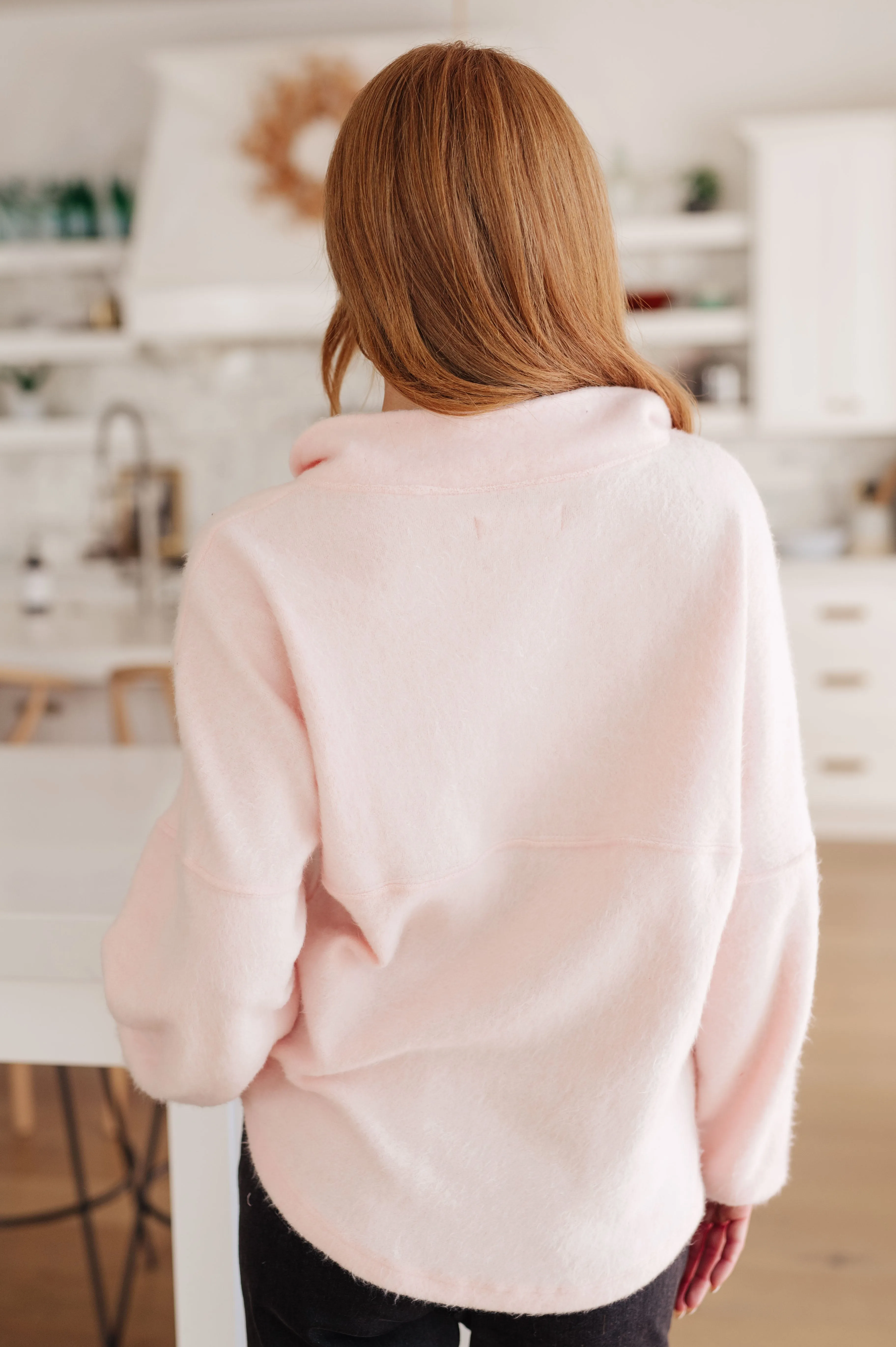 Cozy Moment 1/2 Zip Pullover in Blush