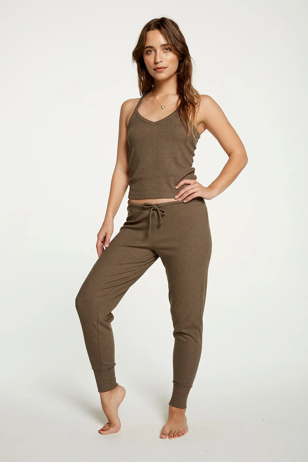 Cozy Rib Cropped Double V Cami