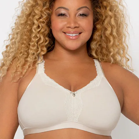 Curvy Couture  Cotton Luxe Unlined Wire Free Bralette Natural