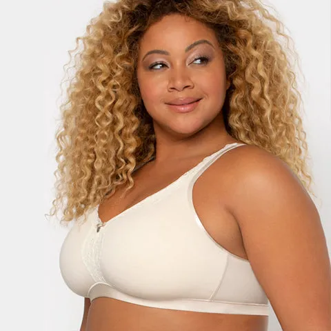 Curvy Couture  Cotton Luxe Unlined Wire Free Bralette Natural