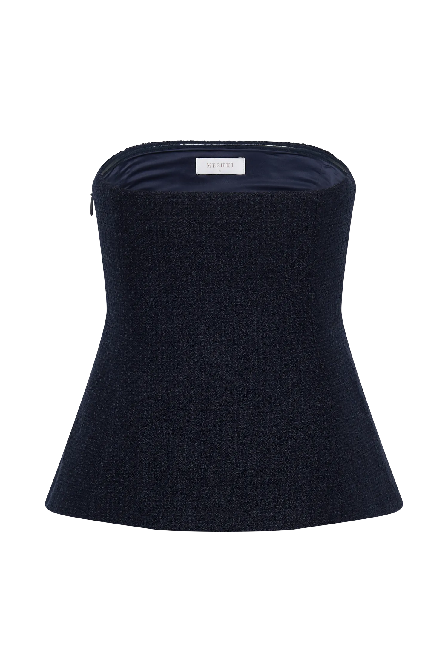 Cyrus Strapless Boucle Top - Navy