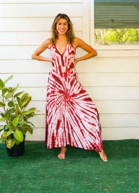 D10- Shibori Hand Dyed Goddess Boho Maxi Dress