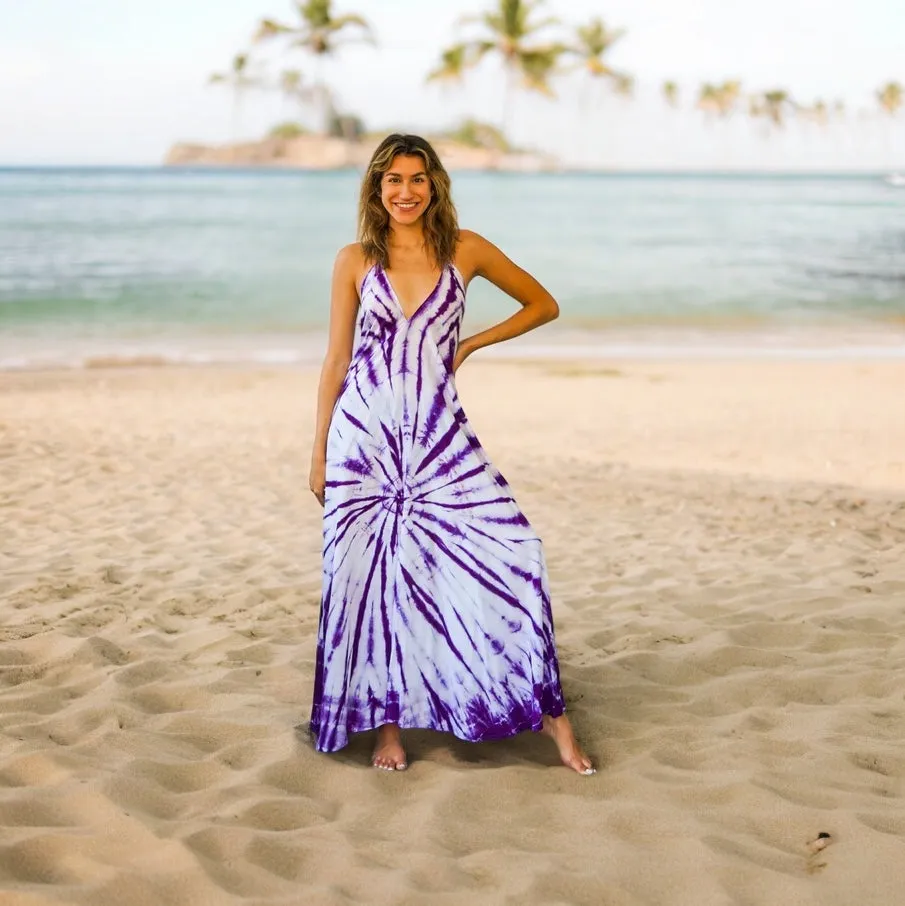 D11- Shibori Hand Dyed Goddess Boho Maxi Dress