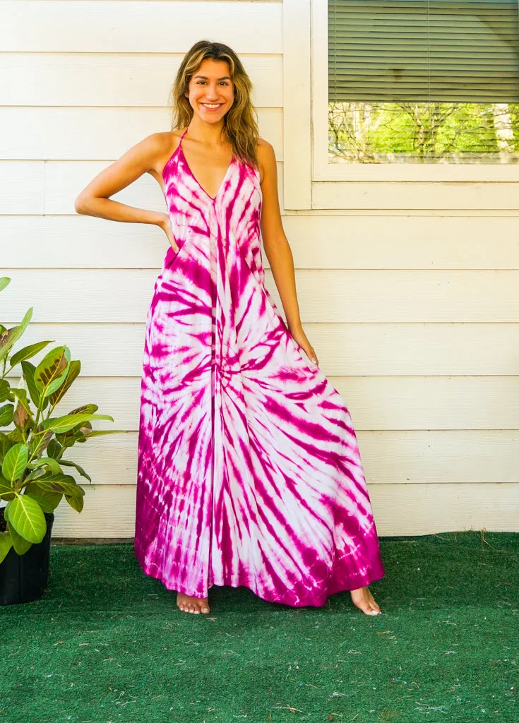 D12- Shibori Hand Dyed Goddess Boho Maxi Dress