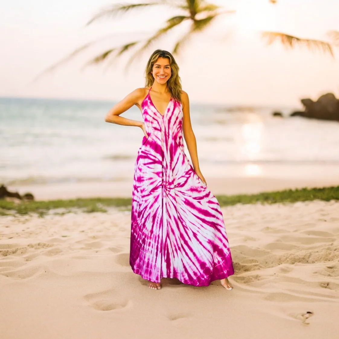 D12- Shibori Hand Dyed Goddess Boho Maxi Dress