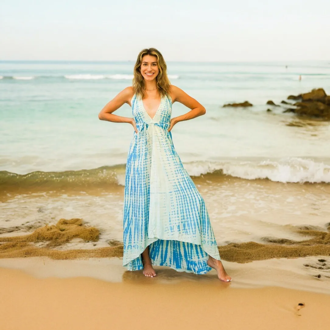 D3- Shibori Hand Dyed Goddess Boho Maxi Dress