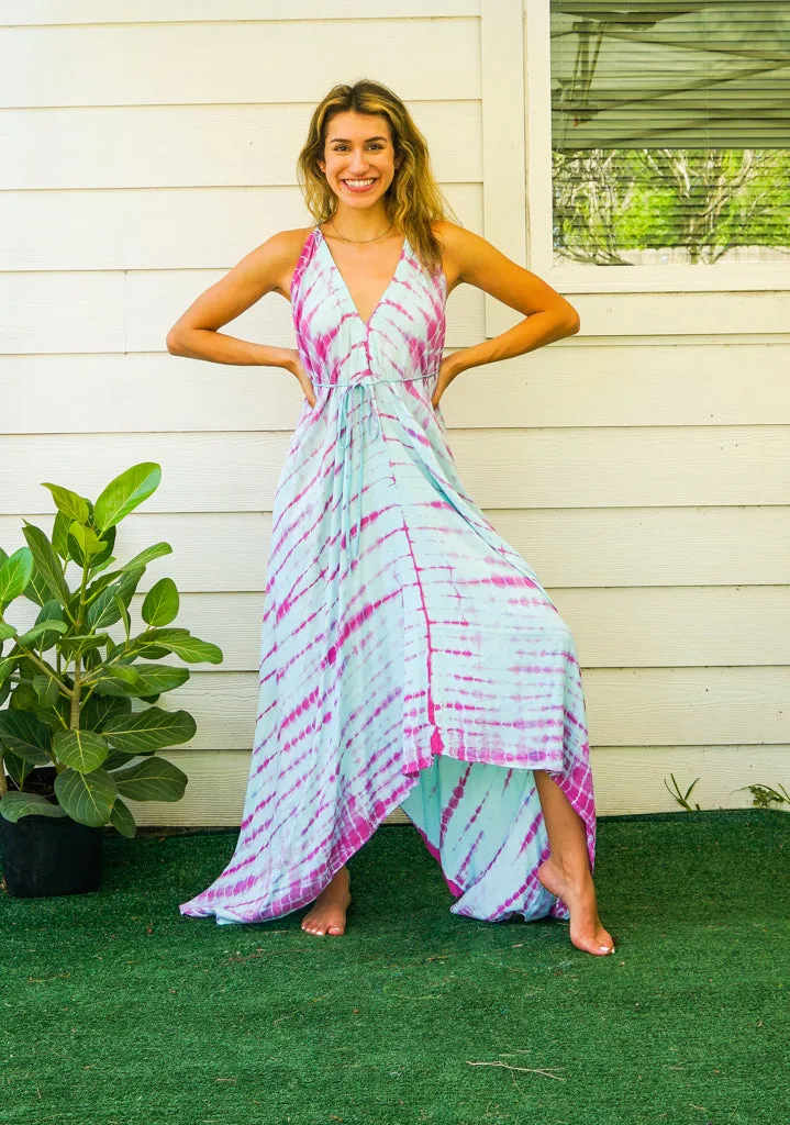 D4- Shibori Hand Dyed Goddess Boho Maxi Dress