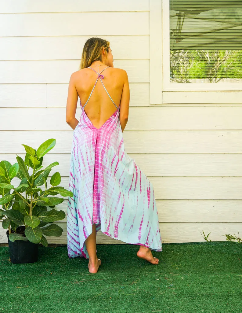 D4- Shibori Hand Dyed Goddess Boho Maxi Dress