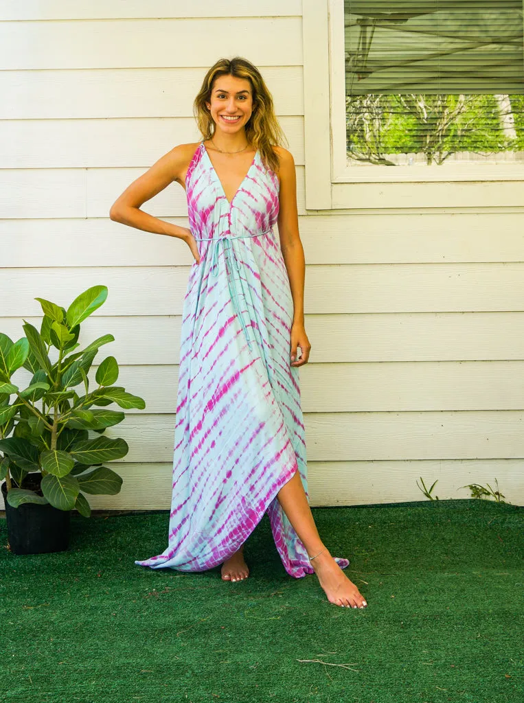 D4- Shibori Hand Dyed Goddess Boho Maxi Dress