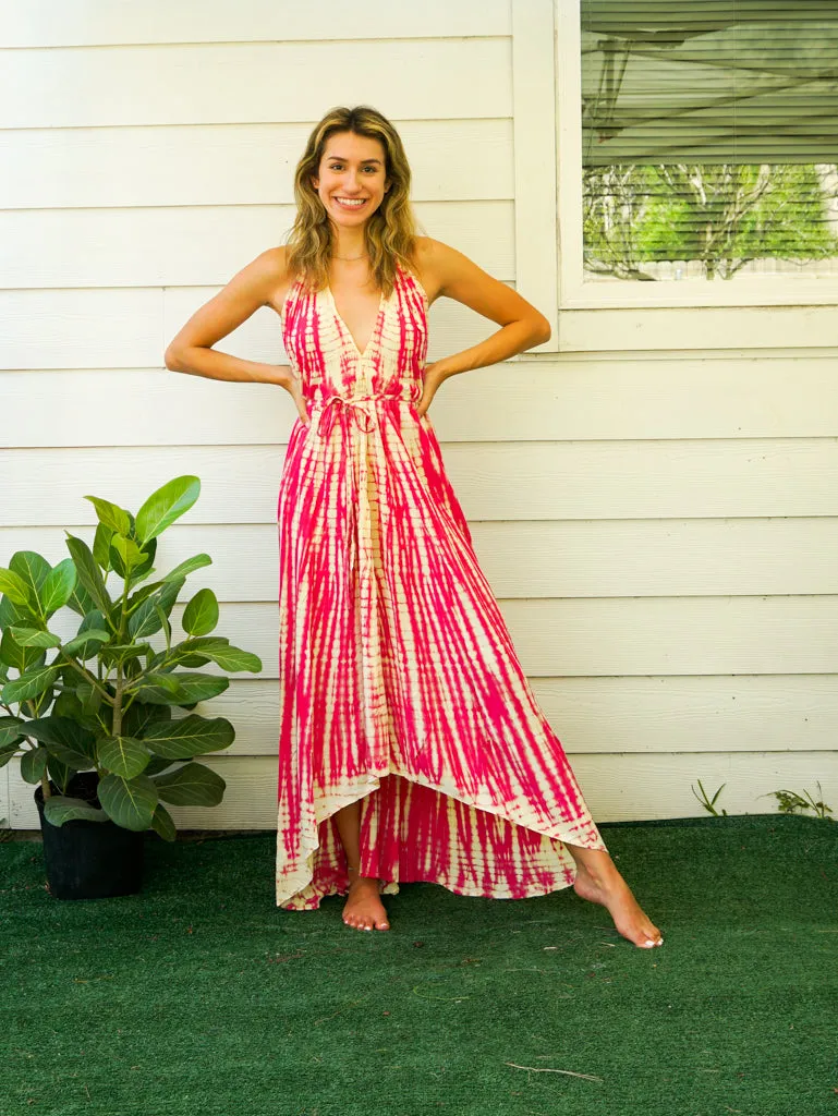 D5- Shibori Hand Dyed Goddess Boho Maxi Dress