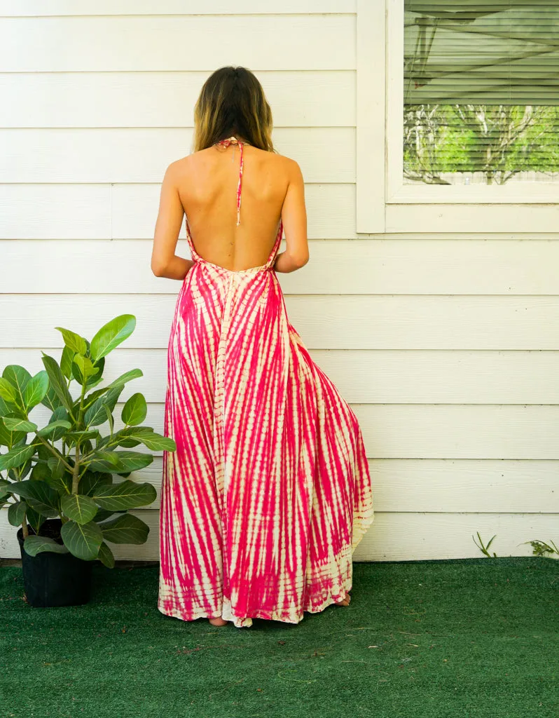 D5- Shibori Hand Dyed Goddess Boho Maxi Dress