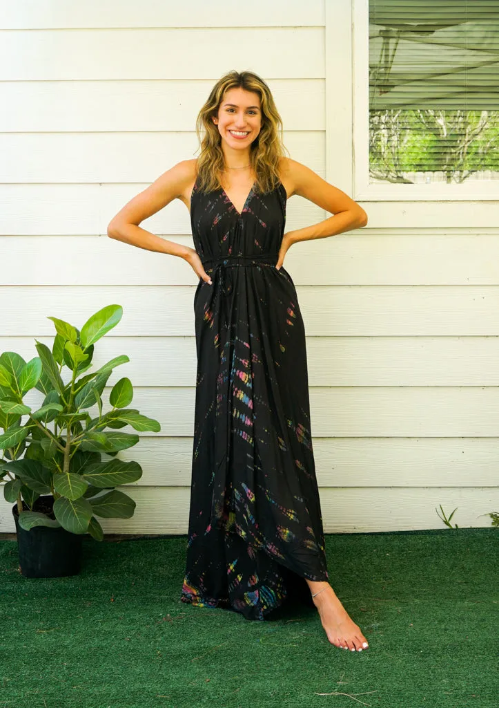 D6- Shibori Hand Dyed Goddess Boho Maxi Dress