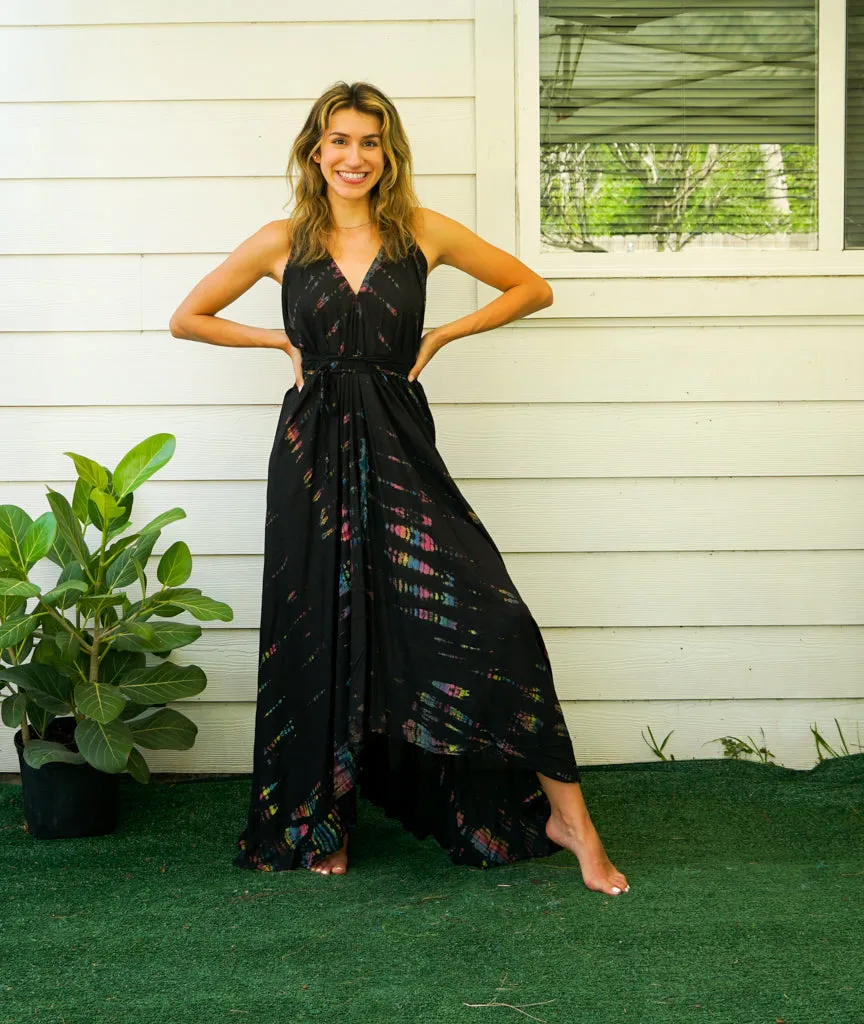 D6- Shibori Hand Dyed Goddess Boho Maxi Dress