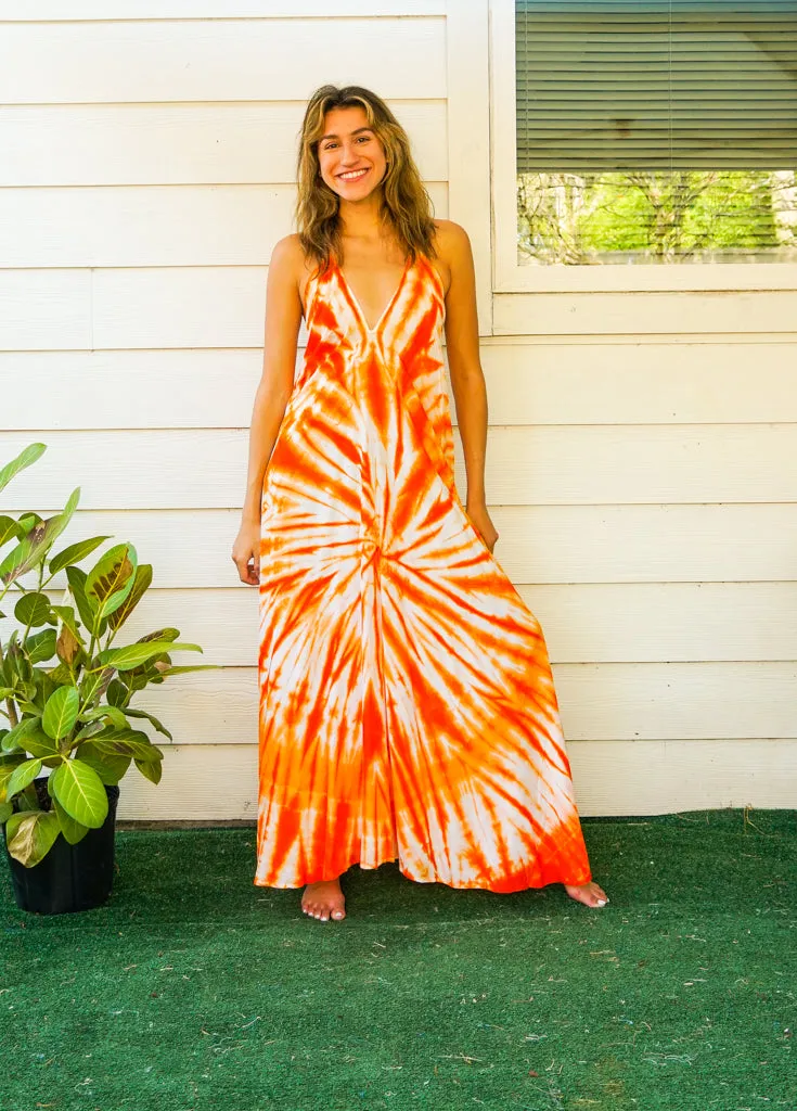 D8- Shibori Hand Dyed Goddess Boho Maxi Dress