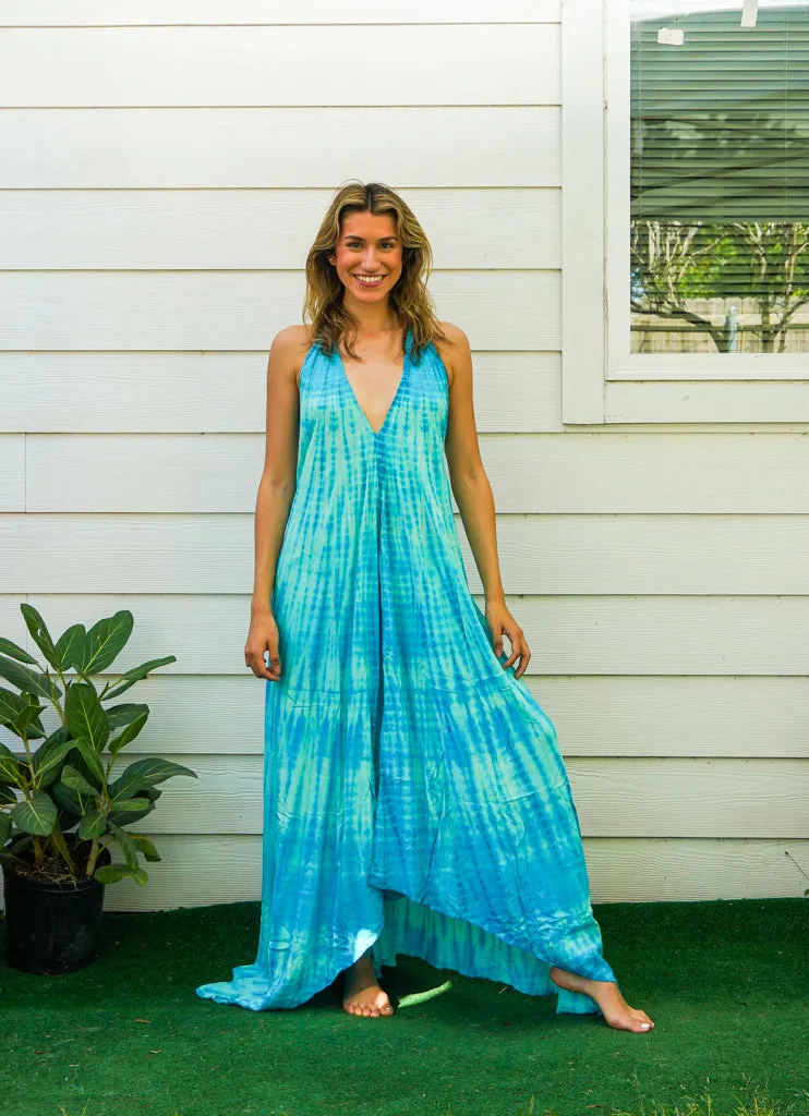 D9696- Shibori Hand Dyed Goddess Boho Maxi Dress