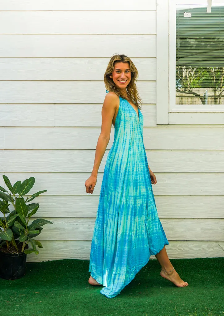 D9696- Shibori Hand Dyed Goddess Boho Maxi Dress