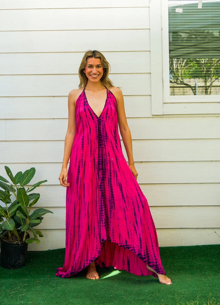 D9711- Shibori Hand Dyed Goddess Boho Maxi Dress